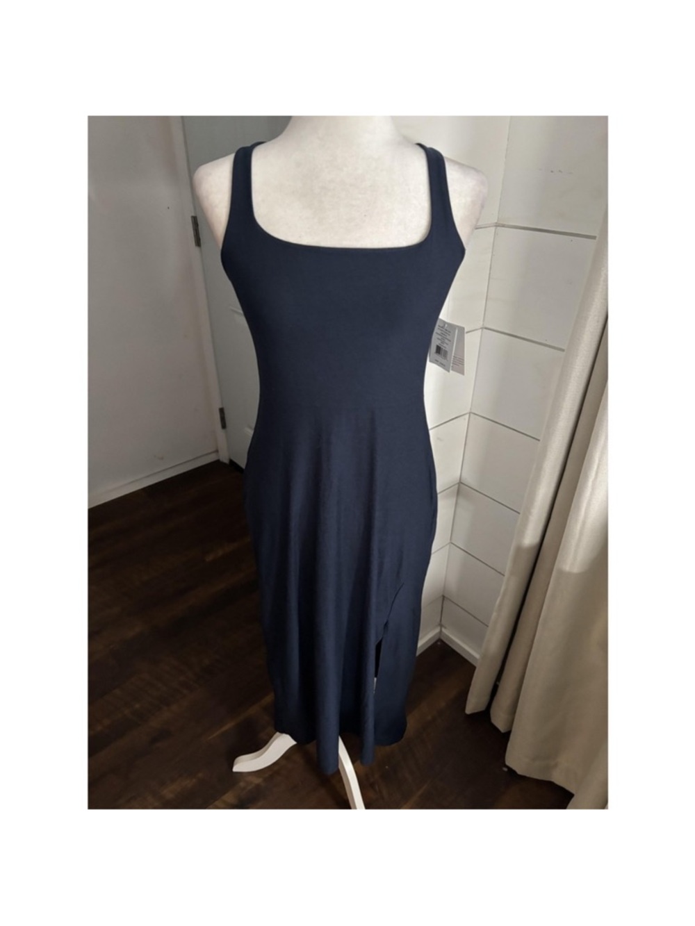 Nwt Beyond Yoga Tank Dress Womens Small Blue Square Neck Midi Athleisure Summer - Picture 3 of 14